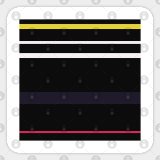 An exquisite amalgam of Very Light Pink, Dark, Almost Black, Dark Pink and Piss Yellow stripes. Sticker by Sociable Stripes